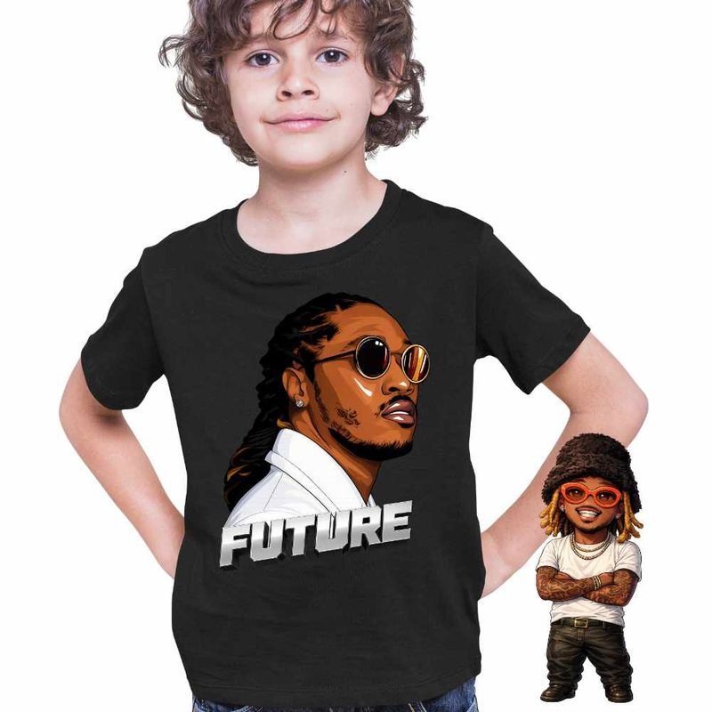 Fashion, accesorii si bijuterii - Copii - Imbracaminte copii - Tricouri copii - Tricou Copii Baieti Future Rapper Trap Music, negru, marime L Copii - Infinity.ro