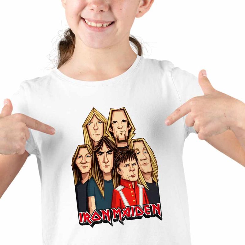 Fashion, accesorii si bijuterii - Copii - Imbracaminte copii - Tricouri copii - Tricou Copii Fete Iron Maiden Cartoon Heavy Metal, alb, marime XS Copii - Infinity.ro