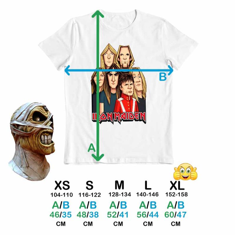 Fashion, accesorii si bijuterii - Copii - Imbracaminte copii - Tricouri copii - Tricou Copii Fete Iron Maiden Cartoon Heavy Metal, alb, marime XS Copii - Infinity.ro