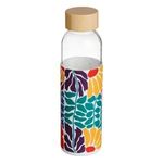 Casa si Gradina - Bucatarie si vesela - Cani si pahare - Sticle - Sticla de antrenament din sticla transparenta cu model floral si capac din bambus, 500 ml - Infinity.ro