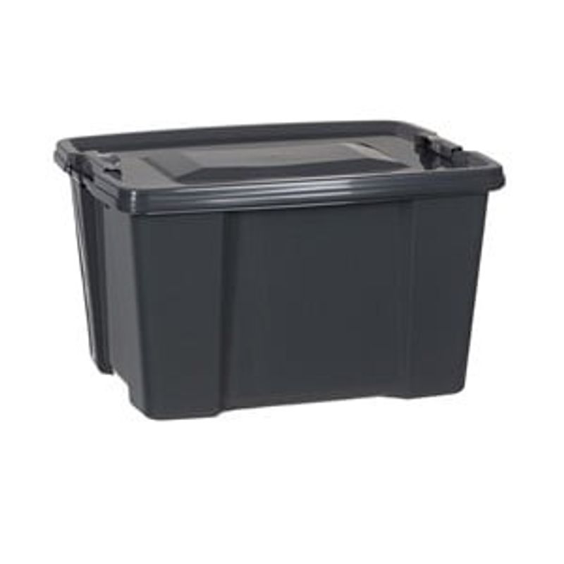 Casa si Gradina - Mobilier - Organizare si depozitare - Cutii depozitare - Cutie de depozitare din plastic gri cu capac, 12L - Infinity.ro