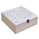 Casa si Gradina - Mobilier - Organizare si depozitare - Cutii depozitare - Cutie de depozitare din lemn cu capac perforat, model mandala, 22.5x22.5x10cm - Infinity.ro