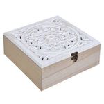 Casa si Gradina - Mobilier - Organizare si depozitare - Cutii depozitare - Cutie de depozitare din lemn cu capac perforat, model mandala, 22.5x22.5x10cm - Infinity.ro