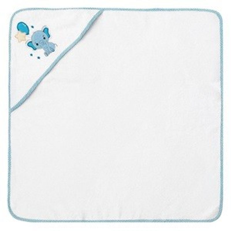 Jucarii, Copii si Bebe - Igiena si ingrijire - Baia bebelusului - Prosoape si halate de baie copii - Prosop cu gluga pentru bebelusi, Bumbac, Alb cu margine albastra, 75x75 cm - Infinity.ro