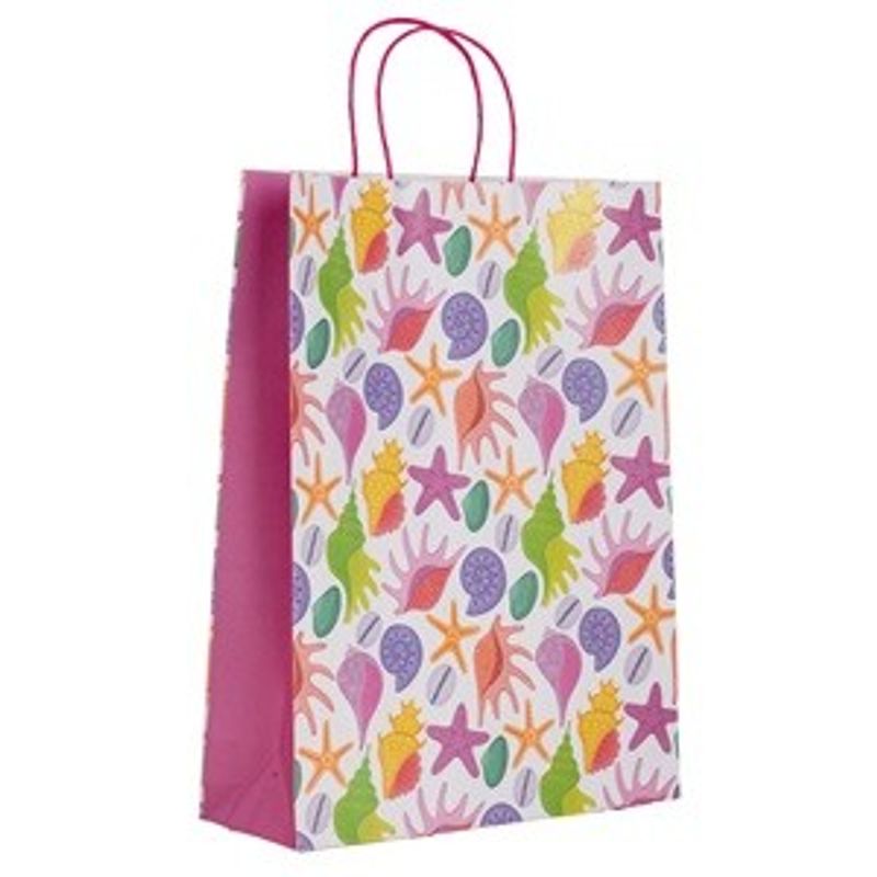 Carti si Birotica - Birotica - Articole ambalare - Sacosa cadou din hartie, Alba cu model vara, 32x11x42cm - Infinity.ro