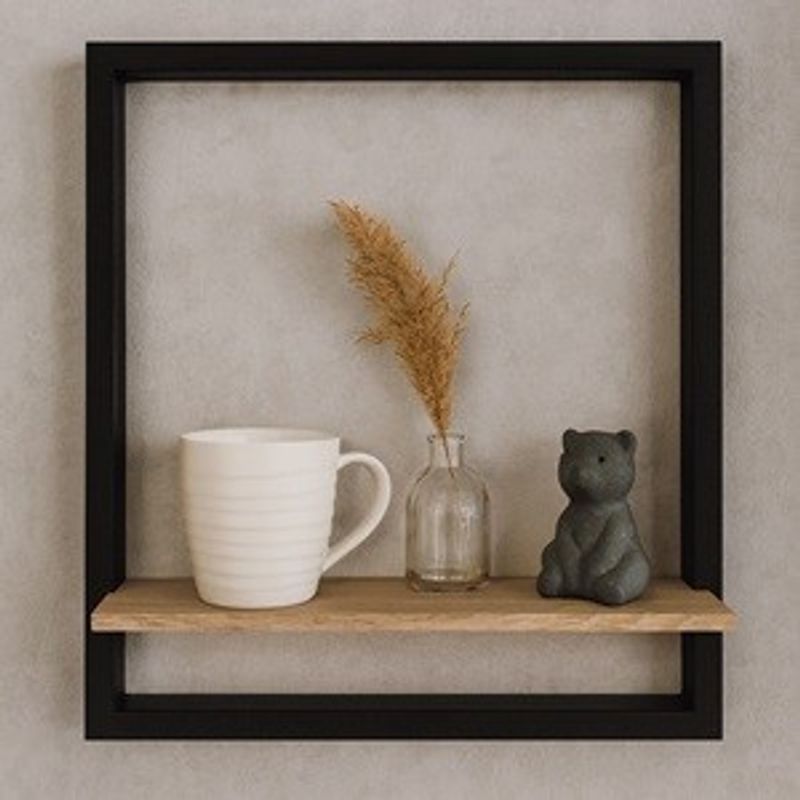 Casa si Gradina - Constructii - Lemn constructii - Placi lemn - Raft din Lemn cu Cadru Metalic, 40x10x40cm, Natural - Infinity.ro