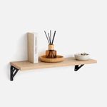 Electronice si Electrocasnice - Aragazuri, cuptoare si hote - Cuptoare - Cuptoare cu microunde - Raft de perete din lemn cu aspect de stejar, 40x14,8x1,5 cm, cu suporturi metalice - Infinity.ro