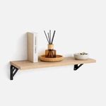 Electronice si Electrocasnice - Aragazuri, cuptoare si hote - Cuptoare - Cuptoare cu microunde - Raft de perete din lemn cu aspect de stejar, 40x14,8x1,5 cm, cu suporturi metalice - Infinity.ro