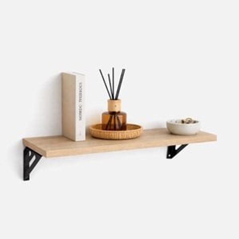 Electronice si Electrocasnice - Aragazuri, cuptoare si hote - Cuptoare - Cuptoare cu microunde - Raft de perete din lemn cu aspect de stejar, 40x14,8x1,5 cm, cu suporturi metalice - Infinity.ro