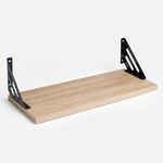 Electronice si Electrocasnice - Aragazuri, cuptoare si hote - Cuptoare - Cuptoare cu microunde - Raft de perete din lemn cu aspect de stejar, 40x14,8x1,5 cm, cu suporturi metalice - Infinity.ro