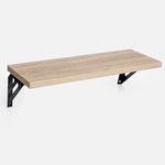 Electronice si Electrocasnice - Aragazuri, cuptoare si hote - Cuptoare - Cuptoare cu microunde - Raft de perete din lemn cu aspect de stejar, 40x14,8x1,5 cm, cu suporturi metalice - Infinity.ro