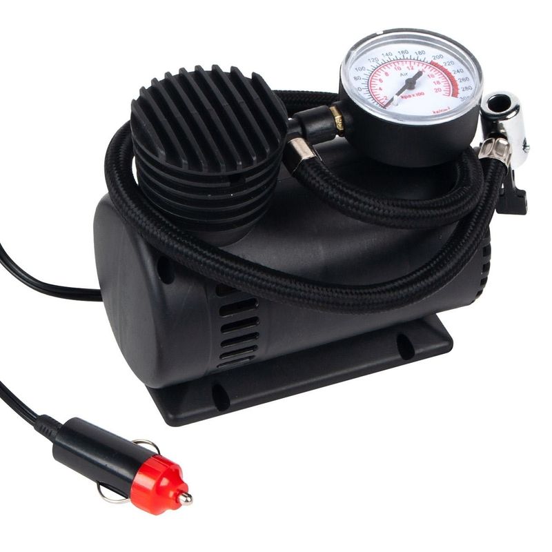 Auto si Moto - Reparatii si depanare - Compresoare auto - Pompa electrica auto 12V cu indicator de presiune, neagra - Infinity.ro