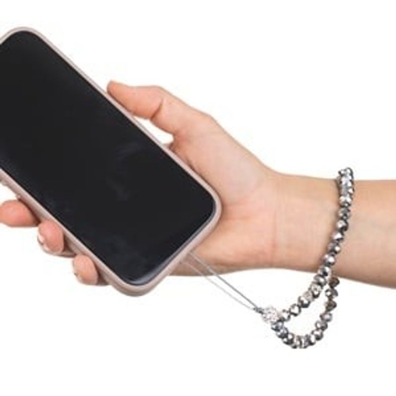 Laptop, Telefoane si Tablete - Wearables si gadgeturi - Wearables - Bratari fitness - Bratara cu margele argintii si strasuri pentru telefon mobil, 13 cm - Infinity.ro