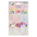 Carti si Birotica - Birotica - Accesorii de birou - Benzi adezive - Agrafe metalice semn de carte cu topper unicorn, 6 buc, 7 cm - Infinity.ro