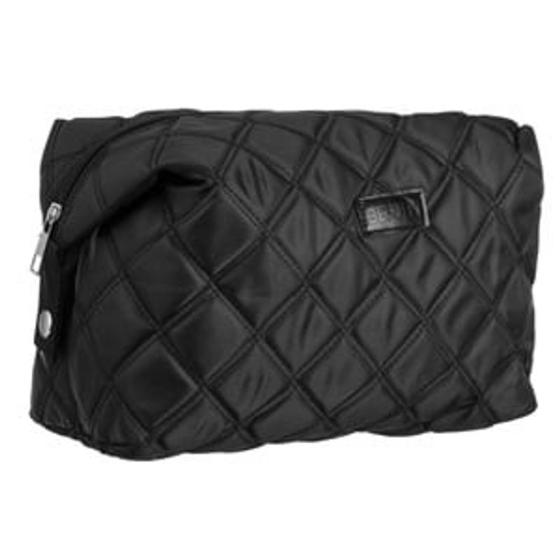Ingrijire personala si Cosmetice - Machiaj - Portfarduri si genti cosmetice - Portfard Matlasat cu Fermoar, 24x12x14cm, Negru - Infinity.ro