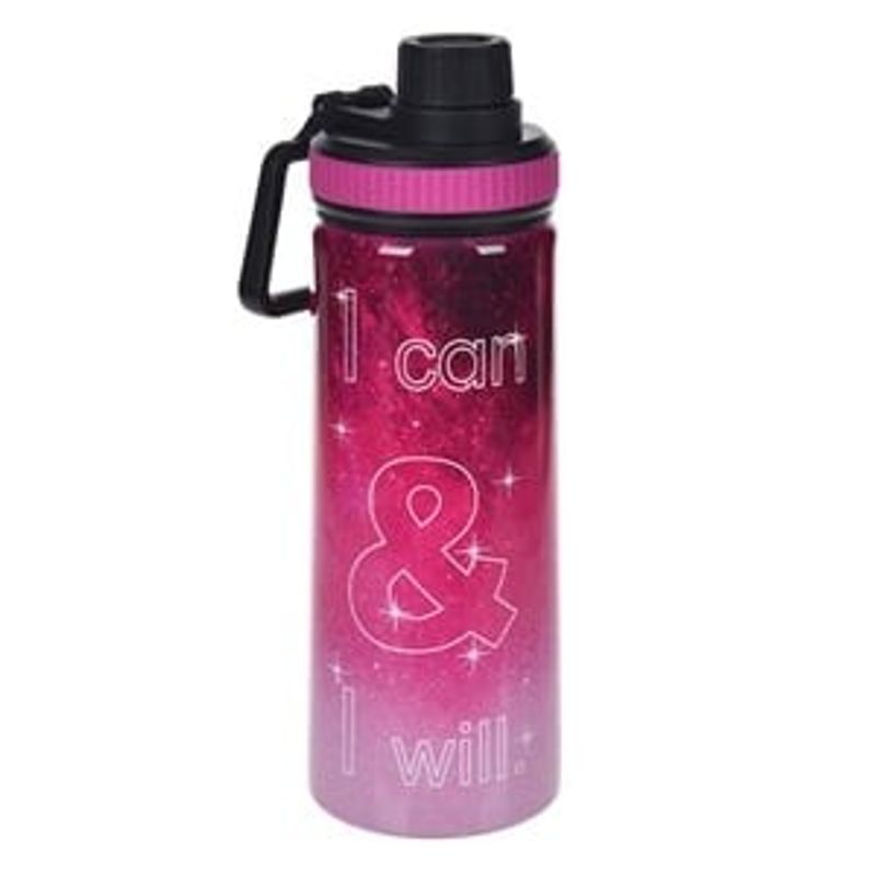 Casa si Gradina - Bucatarie si vesela - Cani si pahare - Sticle - Sticla de apa din otel inoxidabil, 700 ml, fucsia lucios, cu imprimeu motivational - Infinity.ro