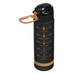 Casa si Gradina - Bucatarie si vesela - Cani si pahare - Sticle - Sticla de apa sport din plastic, 1L, neagra cu auriu, cu capac etans si scala de masurare - Infinity.ro