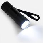 Casa si Gradina - Corpuri si surse de iluminat - Iluminat exterior - Lanterne - Lanterna de mana LED, 9 LED-uri, 8,5 cm, Aluminiu, Negru - Infinity.ro