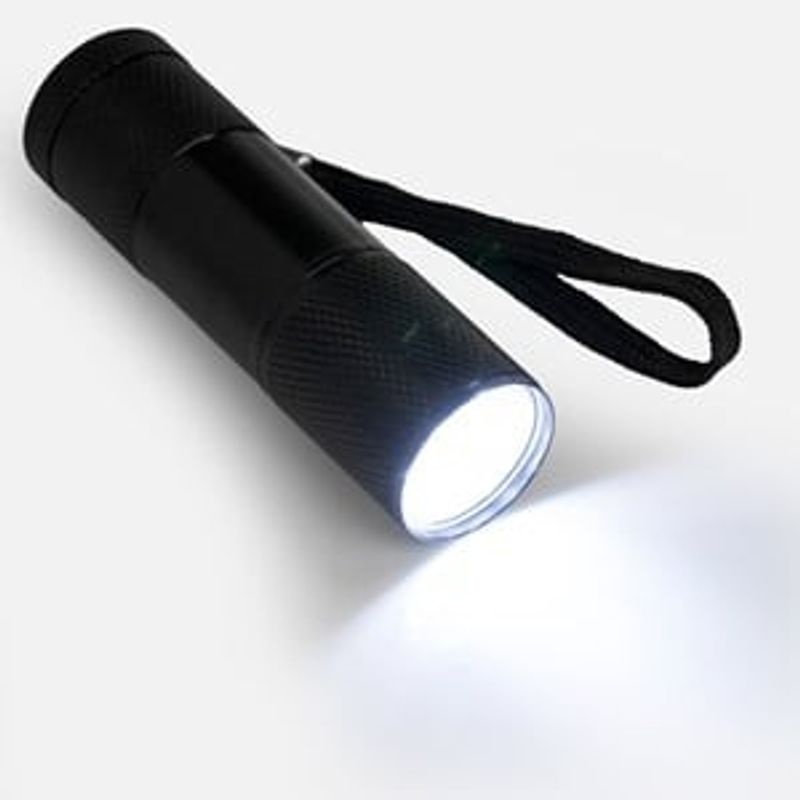 Casa si Gradina - Corpuri si surse de iluminat - Iluminat exterior - Lanterne - Lanterna de mana LED, 9 LED-uri, 8,5 cm, Aluminiu, Negru - Infinity.ro
