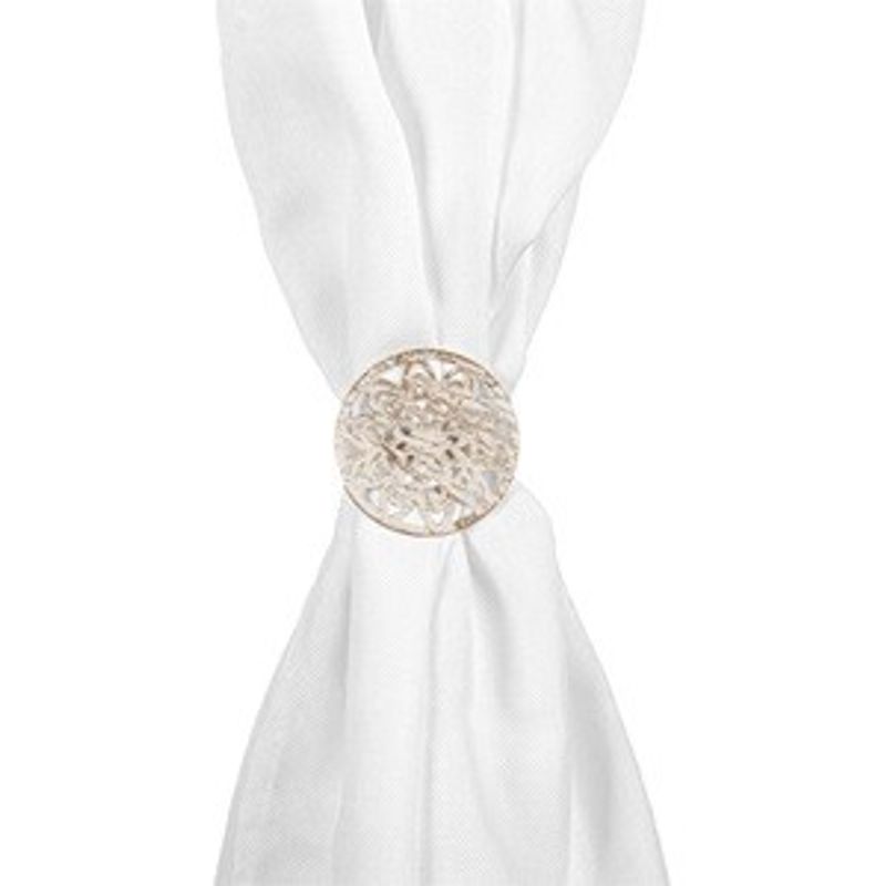 Casa si Gradina - Textile si covoare - Perdele si draperii - Accesorii perdele si draperii - Brose Decorative pentru Perdele din Lemn - Model Flori Alb Aurie - Infinity.ro