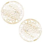 Casa si Gradina - Textile si covoare - Perdele si draperii - Accesorii perdele si draperii - Brose Decorative pentru Perdele din Lemn - Model Flori Alb Aurie - Infinity.ro