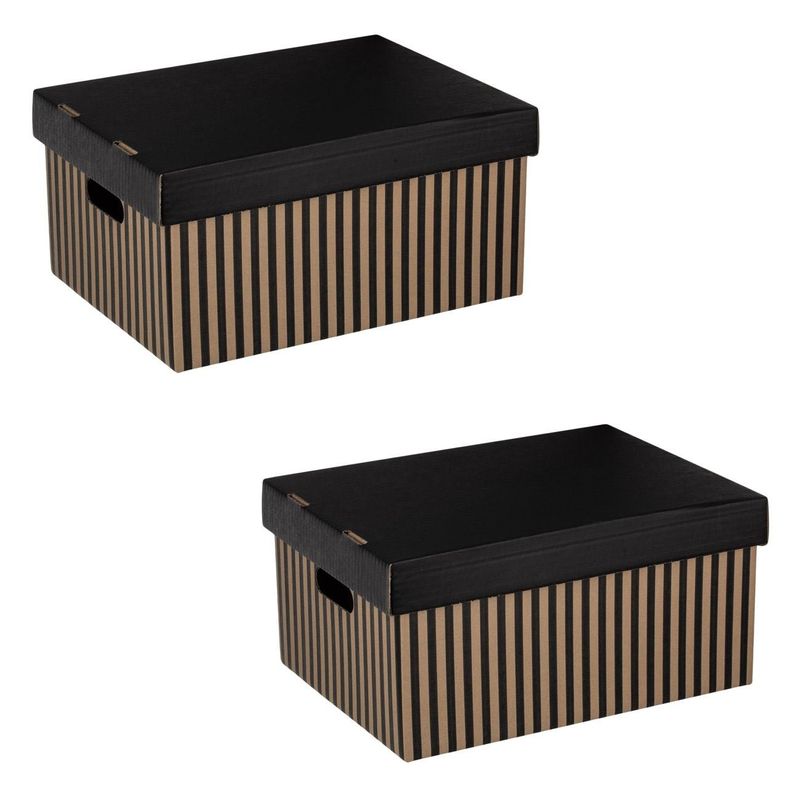 Casa si Gradina - Mobilier - Organizare si depozitare - Cutii depozitare - Set Cutii de Depozitare din Carton Pliabile Bej cu Dungi Negre - Infinity.ro