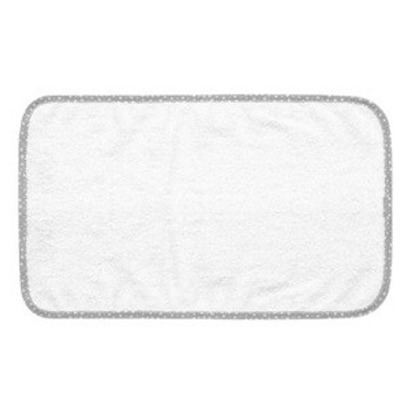 Jucarii, Copii si Bebe - Igiena si ingrijire - Baia bebelusului - Prosoape si halate de baie copii - Prosop de fata din bumbac pentru copii, 50x30 cm, alb cu margine gri si model cu buline si stelute - Infinity.ro