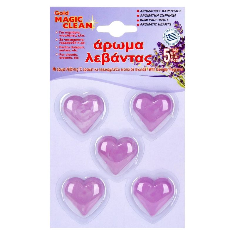 Market - Spalare si intretinere rufe - Mese de calcat - Inimi parfumate cu aroma de lavanda, 5 bucati, 3x3 cm - Infinity.ro