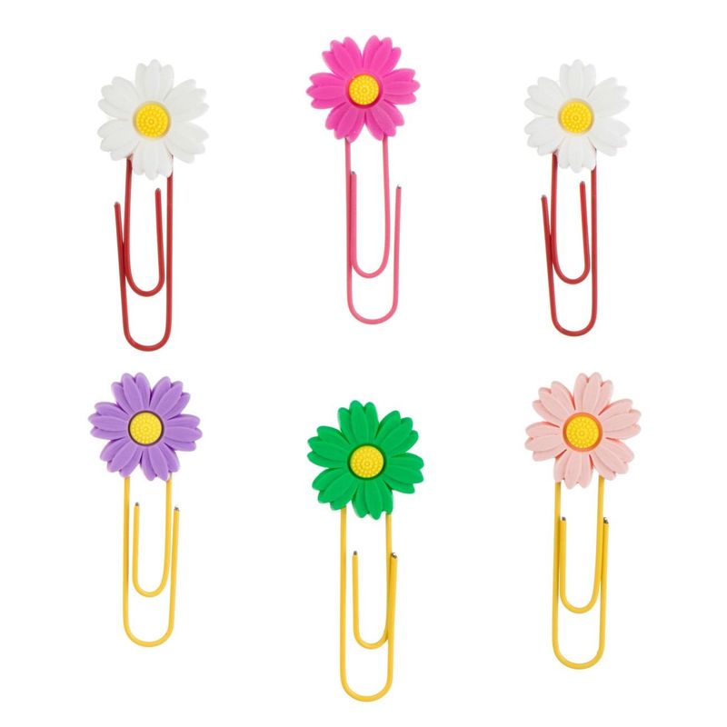 Carti si Birotica - Birotica - Accesorii de birou - Agrafe si capse - Agrafe Metalice Colorate pentru Semne de Carte cu Floare Topper, 6.5cm, 6 buc - Infinity.ro