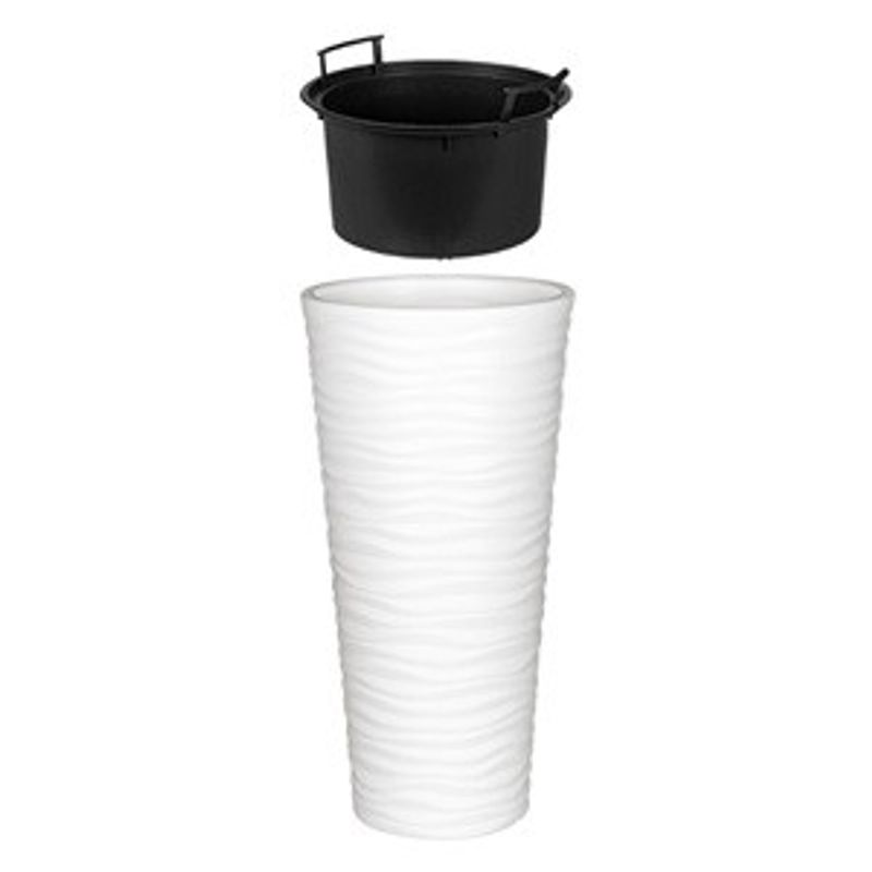 Casa si Gradina - Gradinarit si plante - Plante si ghivece - Ghivece si suporturi - Ghiveci Conici din Plastic Alb cu Dungi Zebra - 85L - Infinity.ro