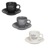 Casa si Gradina - Bucatarie si vesela - Cani si pahare - Cani si cesti - Set 3 Cesti de Cafea Ceramice cu Farfurii, 90 ml, Finisaj Mat, Gri, Negru si Crem - Infinity.ro