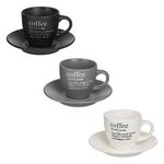 Casa si Gradina - Bucatarie si vesela - Cani si pahare - Cani si cesti - Set 3 Cesti de Cafea Ceramice cu Farfurii, 90 ml, Finisaj Mat, Gri, Negru si Crem - Infinity.ro