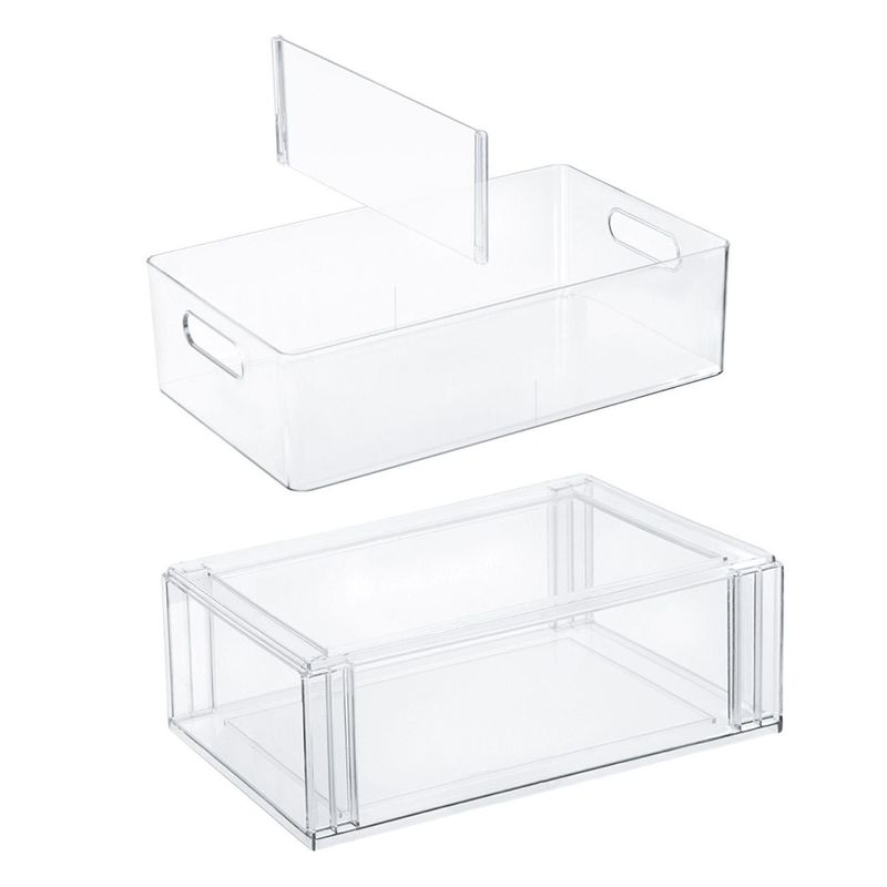 Casa si Gradina - Mobilier - Organizare si depozitare - Cutii depozitare - Organizator Frigider 2 Compartimente Plastic Transparent - Infinity.ro