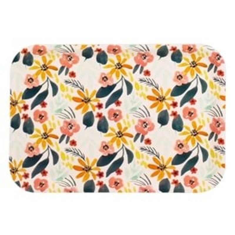 Casa si Gradina - Bucatarie si vesela - Ustensile bucatarie - Tavi servire - Tava de servit din plastic cu model floral, 29x20 cm, alb - Infinity.ro