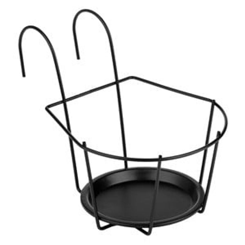 Casa si Gradina - Gradinarit si plante - Plante si ghivece - Ghivece si suporturi - Suport Ghiveci Metalic Negru Suspendabil pentru Balcon - Infinity.ro