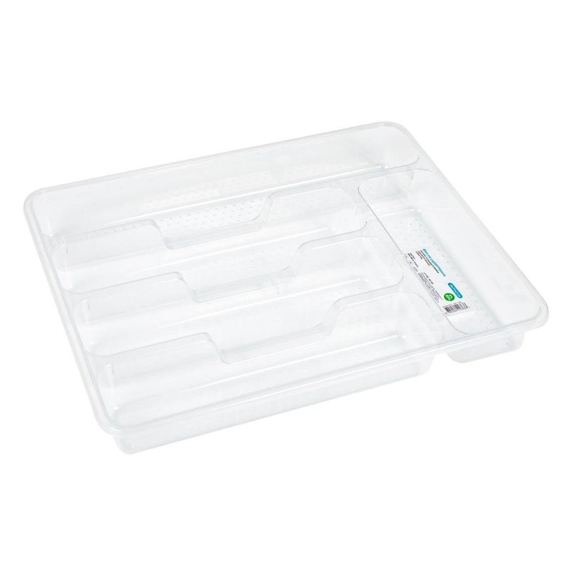 Casa si Gradina - Bucatarie si vesela - Organizare si depozitare bucatarie - Suporturi tacamuri si vase - Suport Organizator Tacamuri Transparent 5 Compartimente - Infinity.ro