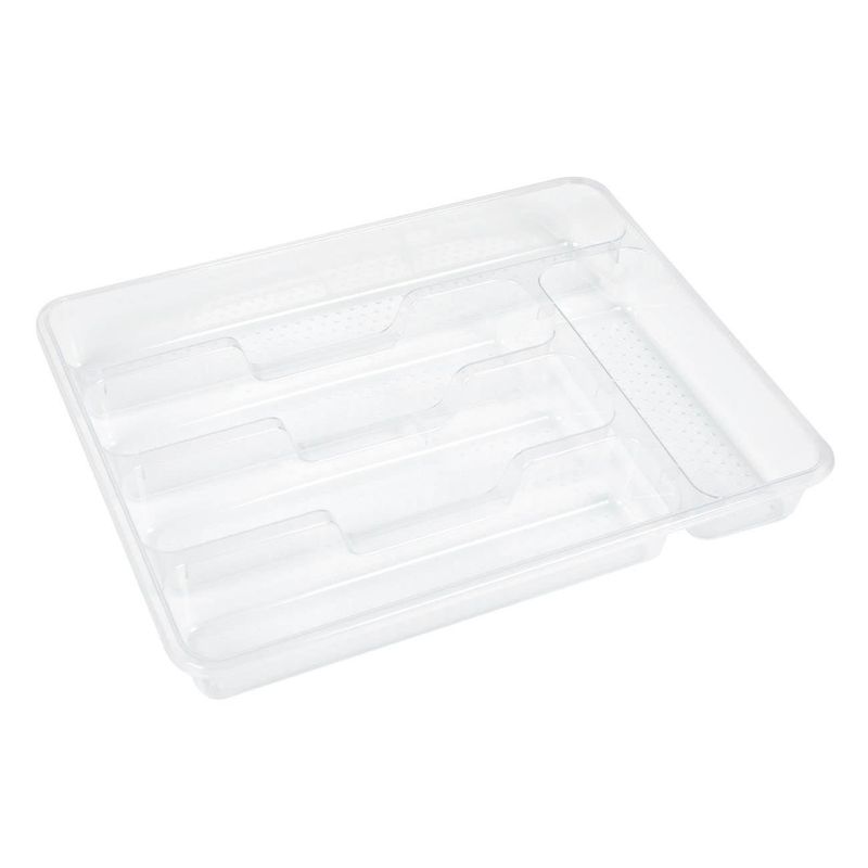 Casa si Gradina - Bucatarie si vesela - Organizare si depozitare bucatarie - Suporturi tacamuri si vase - Suport Organizator Tacamuri Transparent 5 Compartimente - Infinity.ro
