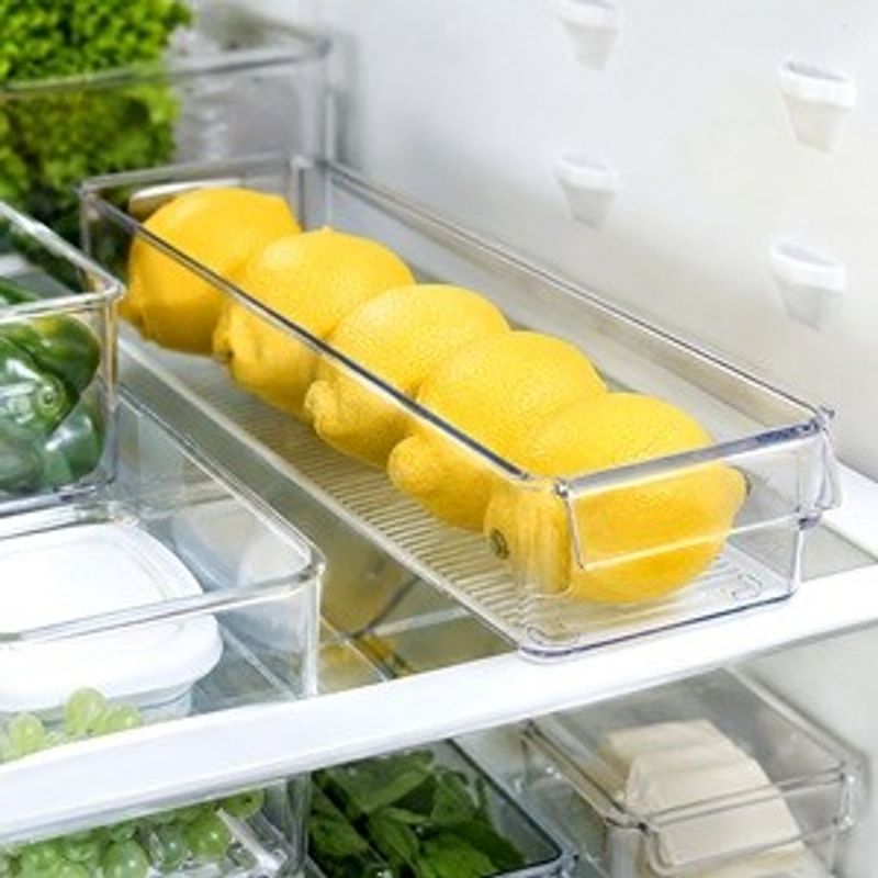 Casa si Gradina - Mobilier - Organizare si depozitare - Cutii depozitare - Organizator frigider din plastic transparent cu mâner, 36x10,5x5 cm - Infinity.ro