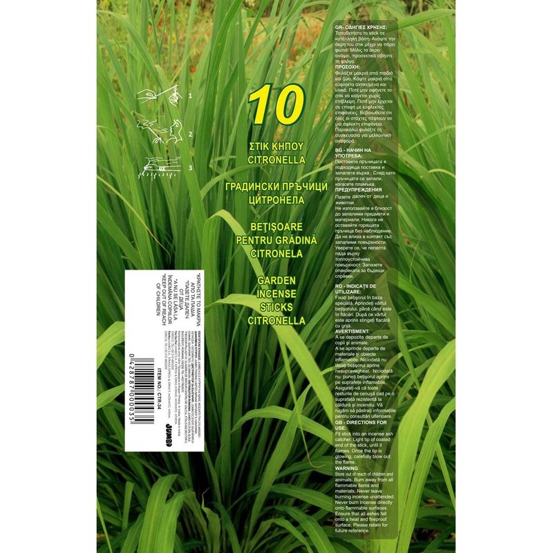 Market - Curatenie si intretinere casa - Produse menaj - Insecticide si capcane - Betisoare cu Citronella Anti Insecte, 10 buc, 51 cm - Infinity.ro