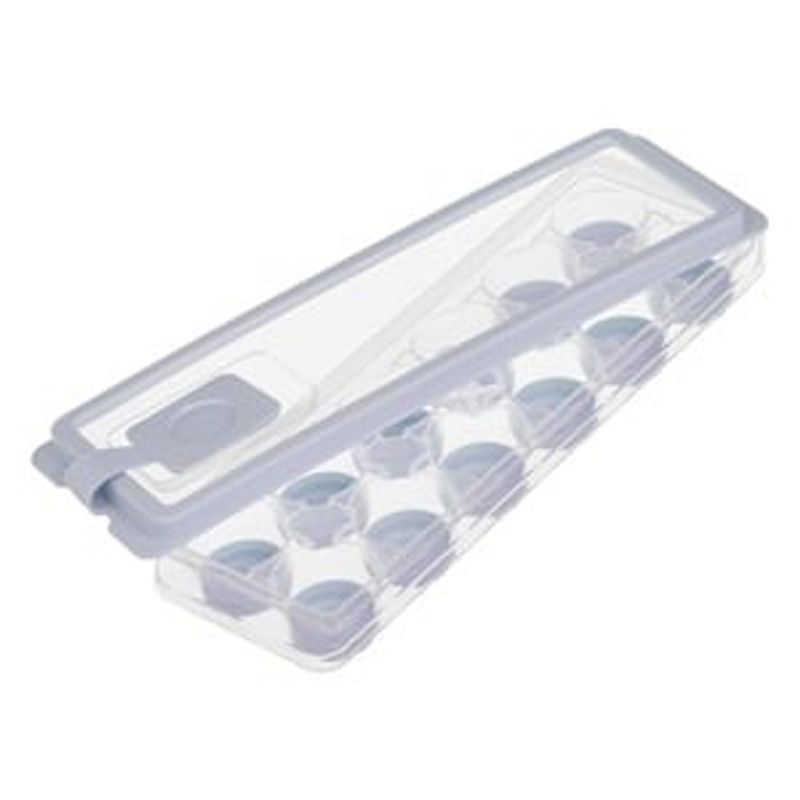 Casa si Gradina - Bucatarie si vesela - Accesorii bar - Forme cuburi de gheata - Cutie pentru Gheata cu 12 Compartimente, Gri, Plastic, cu Capac Transparent - Infinity.ro