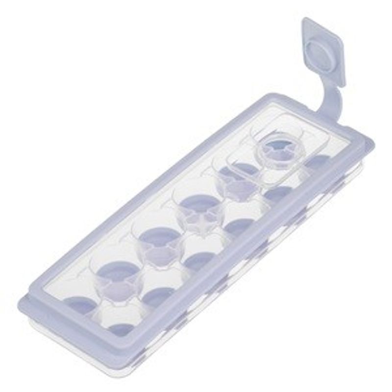 Casa si Gradina - Bucatarie si vesela - Accesorii bar - Forme cuburi de gheata - Cutie pentru Gheata cu 12 Compartimente, Gri, Plastic, cu Capac Transparent - Infinity.ro