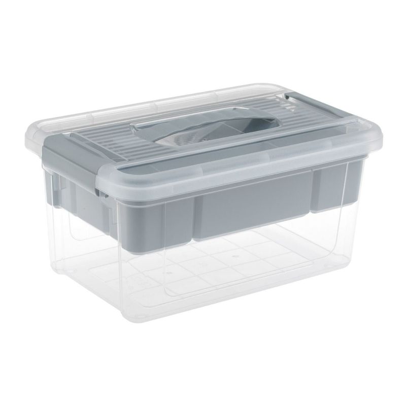 Casa si Gradina - Mobilier - Organizare si depozitare - Cutii depozitare - Cutie Organizator cu Raft Detasabil, 5L, Gri, 29x19x14cm - Infinity.ro