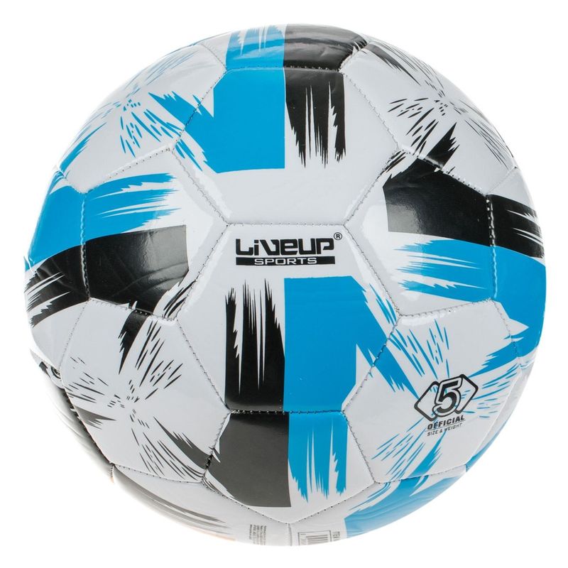 Sport si Outdoor - Sporturi de echipa - Fotbal - Porti fotbal - Minge de fotbal marimea 5, design modern, alba cu accente negre, galbene si albastre - Infinity.ro