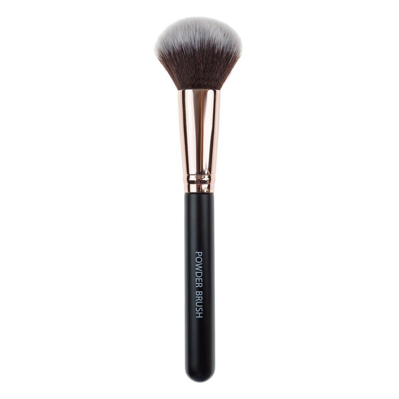 Ingrijire personala si Cosmetice - Machiaj - Aplicatoare si pensule machiaj - Pensula pentru pudra, Maner negru cu accente roz-aurii, 18 cm - Infinity.ro