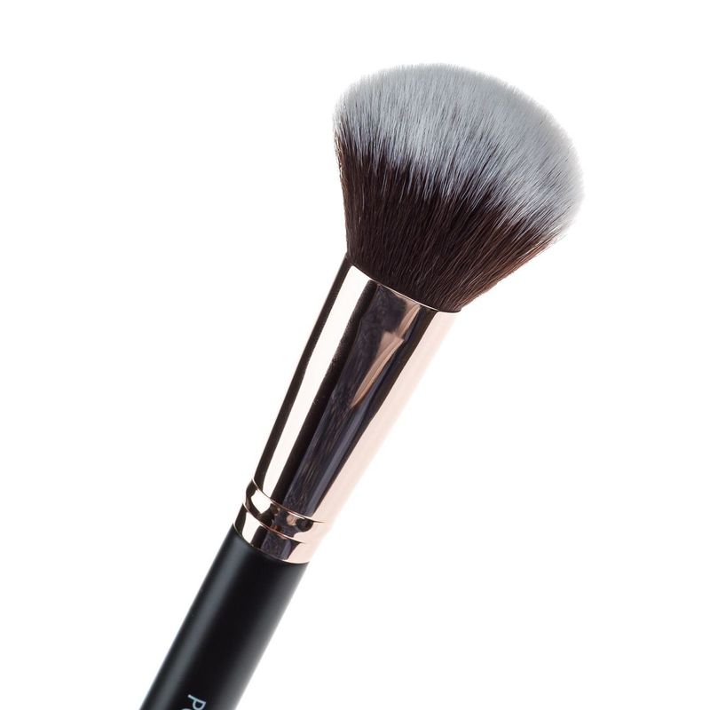 Ingrijire personala si Cosmetice - Machiaj - Aplicatoare si pensule machiaj - Pensula pentru pudra, Maner negru cu accente roz-aurii, 18 cm - Infinity.ro