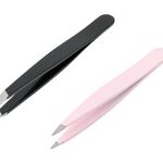 Ingrijire personala si Cosmetice - Manichiura si pedichiura - Pensete - Pensete pentru sprancene, Set 2 buc, Negru si Roz, 7.5cm - Infinity.ro