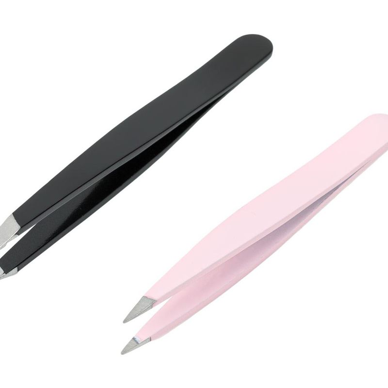 Ingrijire personala si Cosmetice - Manichiura si pedichiura - Pensete - Pensete pentru sprancene, Set 2 buc, Negru si Roz, 7.5cm - Infinity.ro