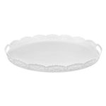 Casa si Gradina - Bucatarie si vesela - Ustensile bucatarie - Tavi servire - Tava de servire ovala cu model dantela, alba, 50x37 cm - Infinity.ro