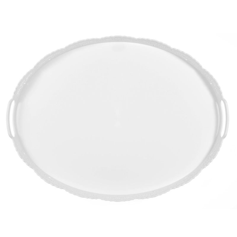 Casa si Gradina - Bucatarie si vesela - Ustensile bucatarie - Tavi servire - Tava de servire ovala cu model dantela, alba, 50x37 cm - Infinity.ro