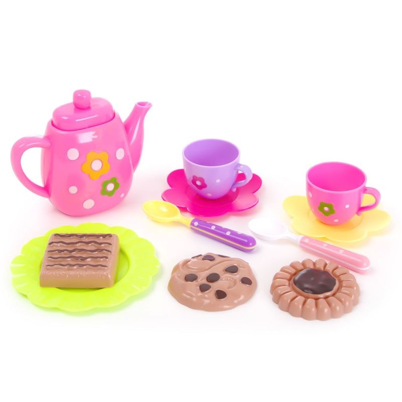 Casa si Gradina - Bucatarie si vesela - Vase pentru gatit - Accesorii ceai - Set de joaca ceai si biscuiti, 11 piese, roz - Infinity.ro